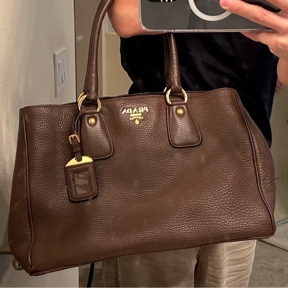 Prada Dark Brown Leather Handbag. Likely new. - Picture 1 of 5